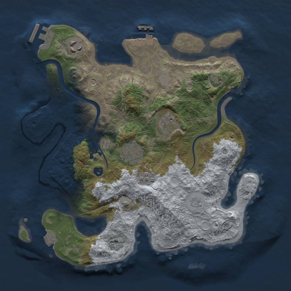 Rust Map: Procedural Map, Size: 3000, Seed: 1289908023, 10 Monuments