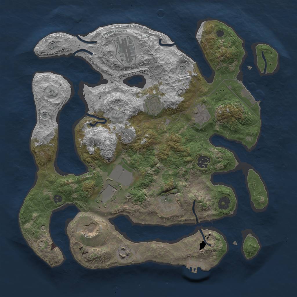 Rust Map: Procedural Map, Size: 3500, Seed: 873743090, 14 Monuments