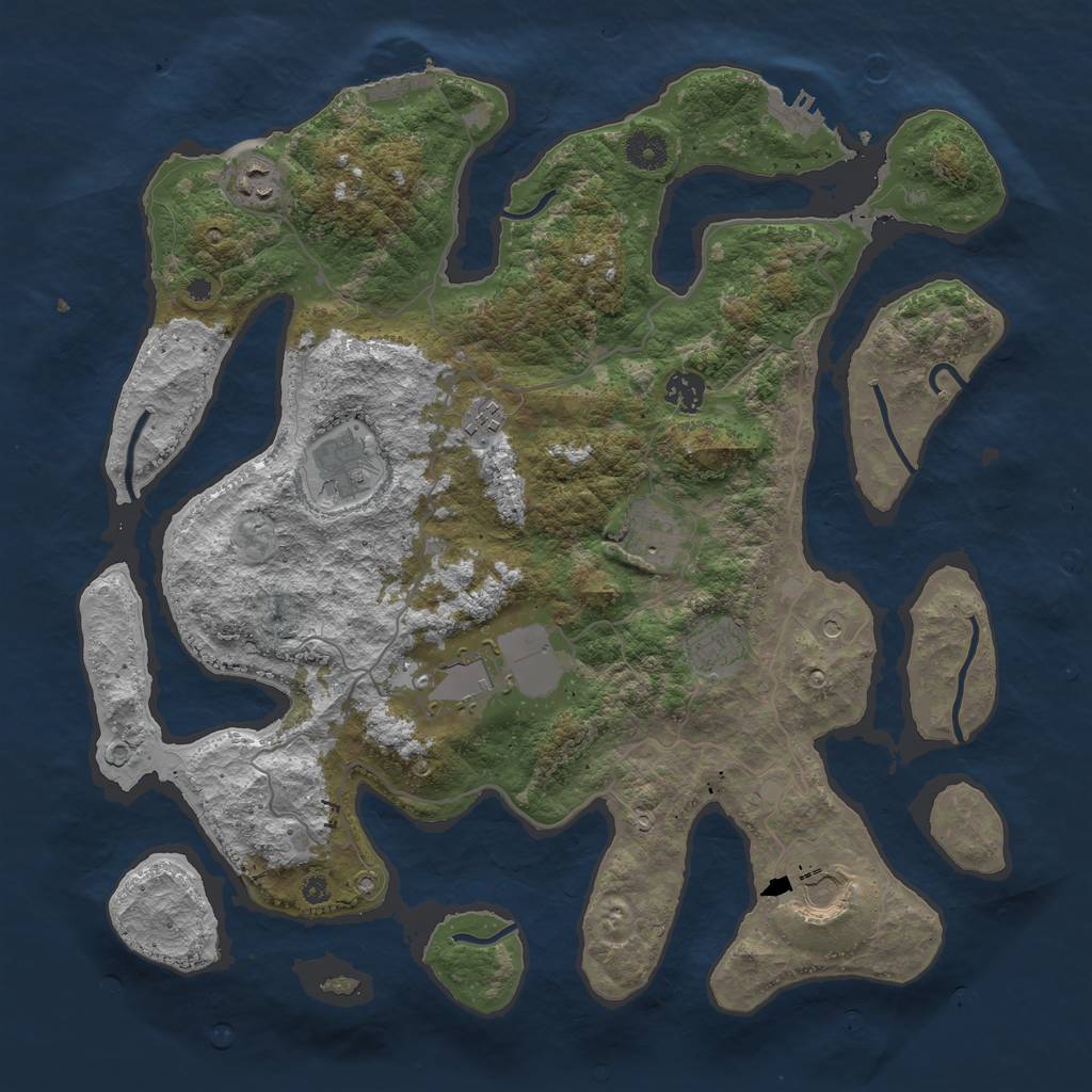 Rust Map: Procedural Map, Size: 4000, Seed: 831167, 13 Monuments