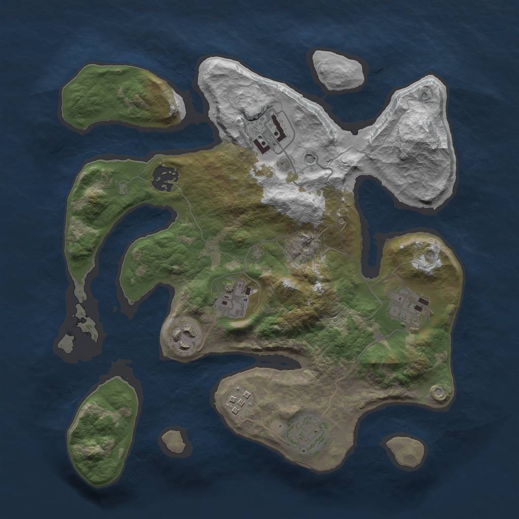 Rust Map: Barren, Size: 3000, Seed: 552995, 10 Monuments