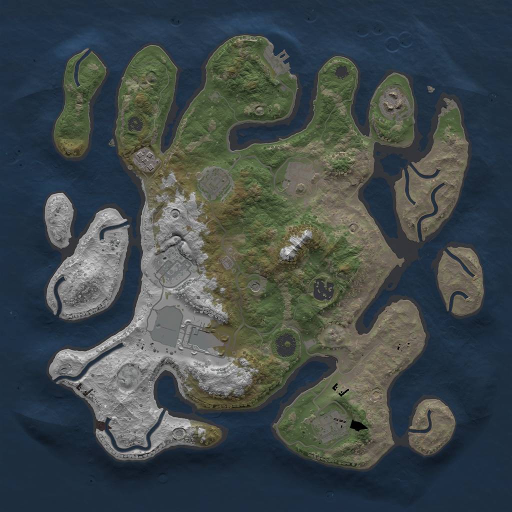 Rust Map: Procedural Map, Size: 3500, Seed: 705575610, 12 Monuments