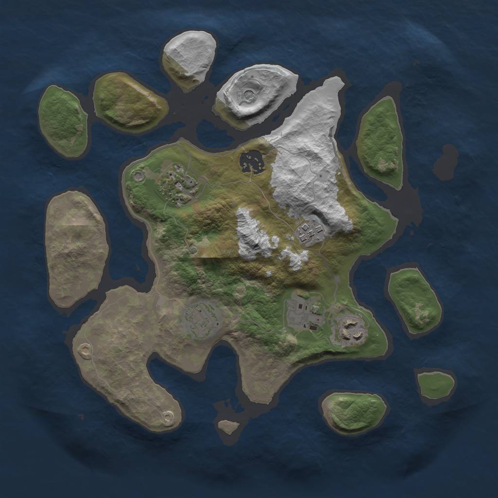 Rust Map: Barren, Size: 3000, Seed: 587, 9 Monuments