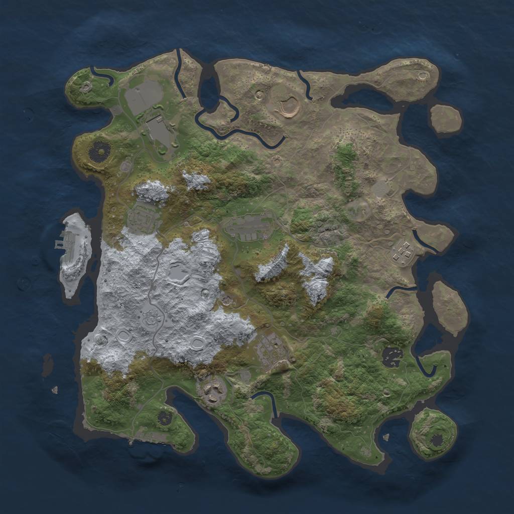 Rust Map: Procedural Map, Size: 3600, Seed: 1695128110, 15 Monuments