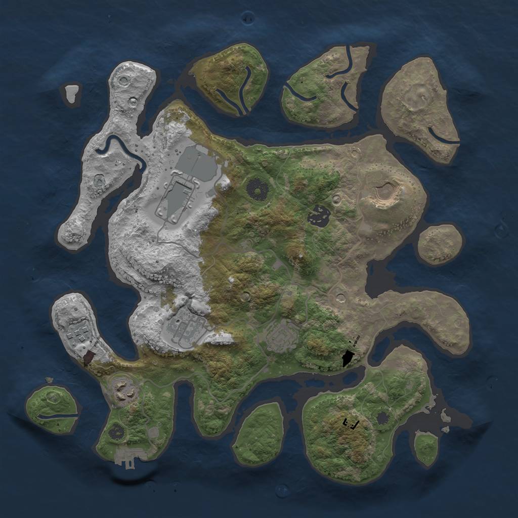 Rust Map: Procedural Map, Size: 3500, Seed: 1925632459, 11 Monuments