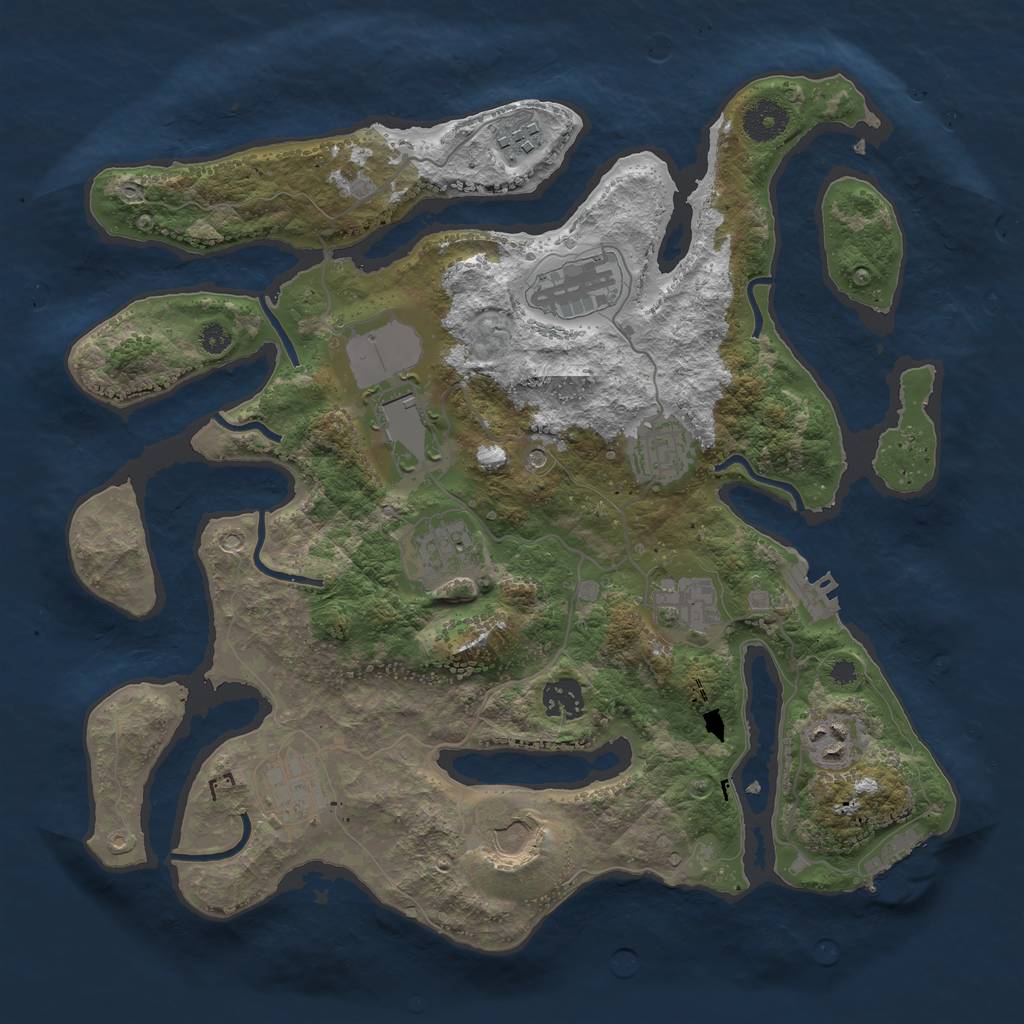 Rust Map: Procedural Map, Size: 3600, Seed: 3216549, 15 Monuments