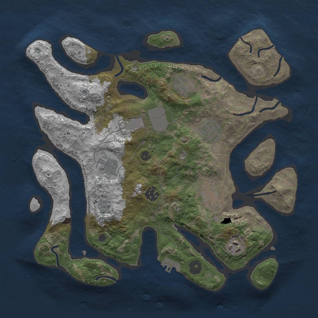Rust Map: Procedural Map, Size: 3500, Seed: 159563804, 12 Monuments
