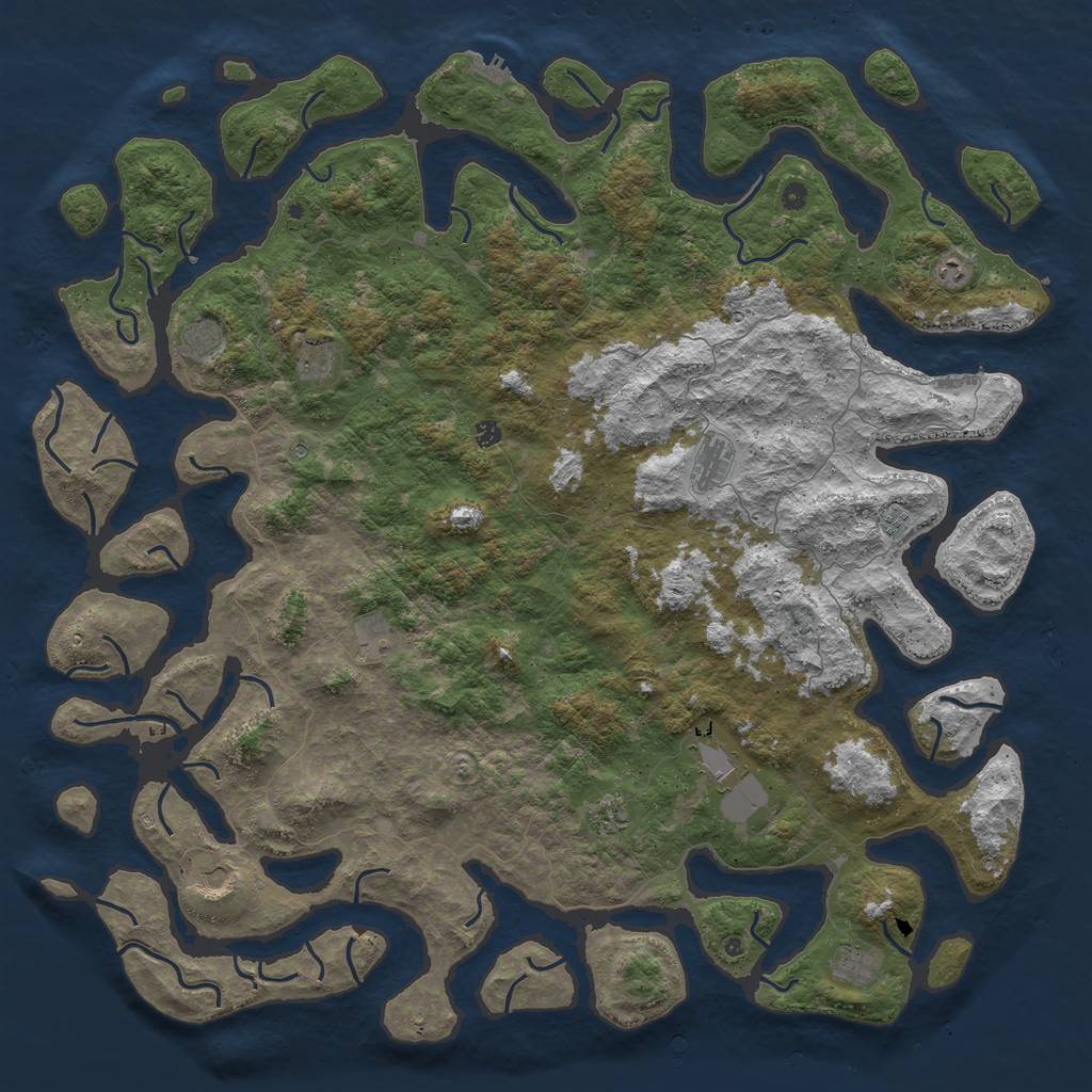 Rust Map: Procedural Map, Size: 6000, Seed: 42801, 16 Monuments