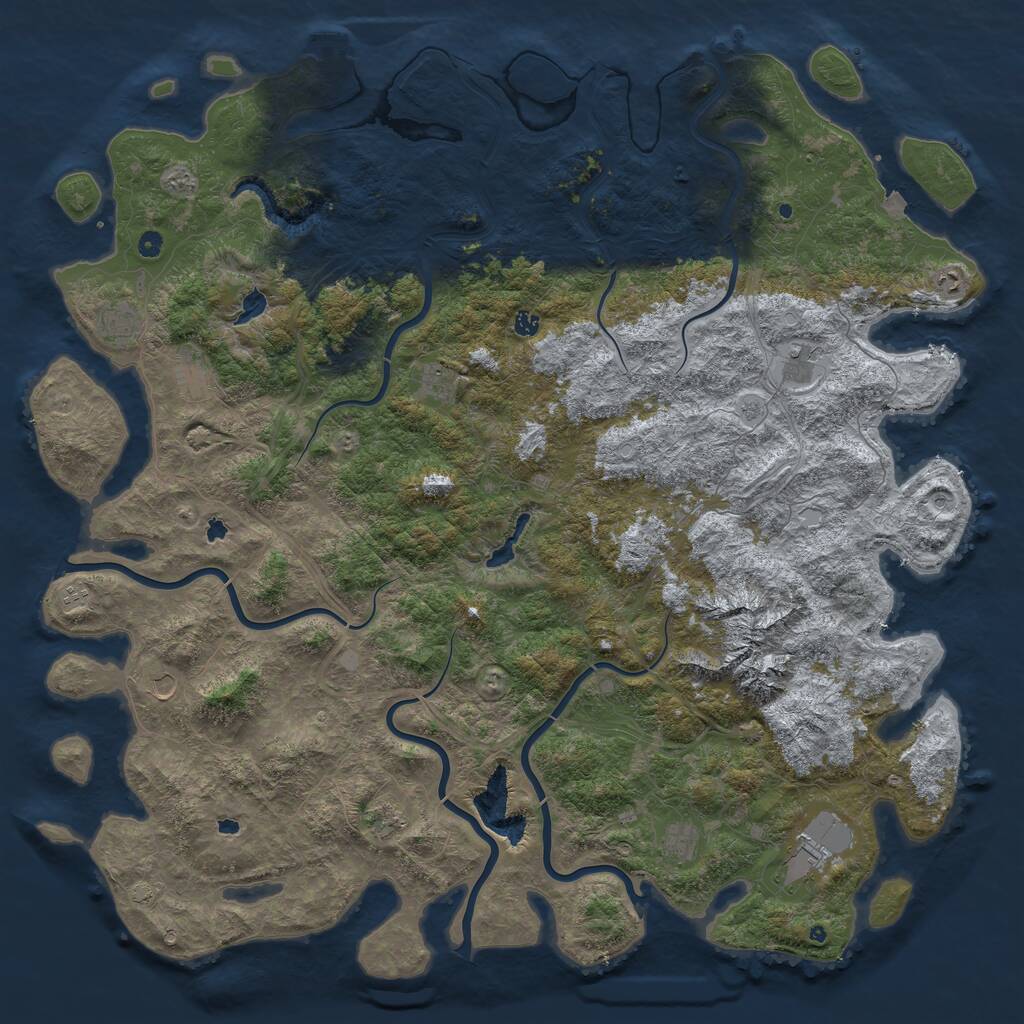 Rust Map: Procedural Map, Size: 6000, Seed: 42801, 16 Monuments