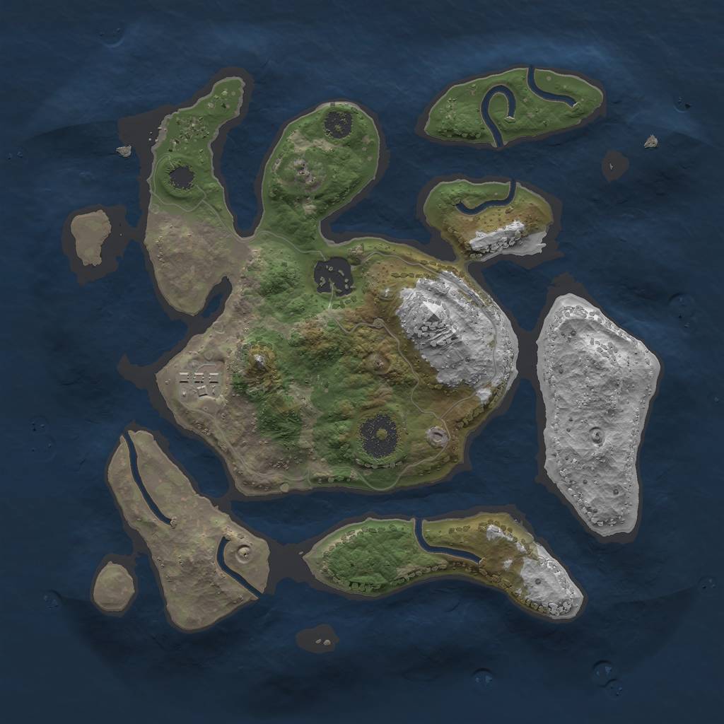 Rust Map: Procedural Map, Size: 2700, Seed: 38517229, 4 Monuments