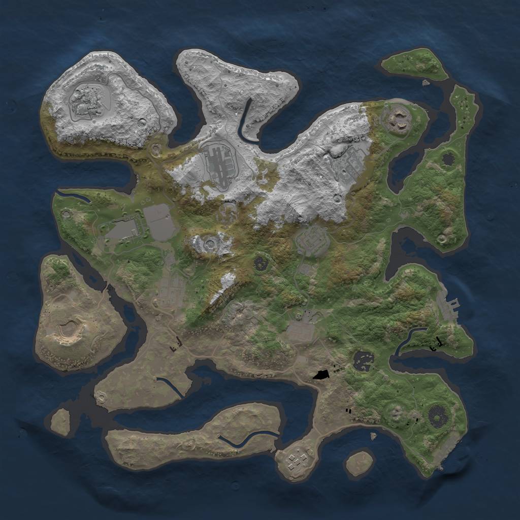 Rust Map: Procedural Map, Size: 3700, Seed: 396980815, 16 Monuments