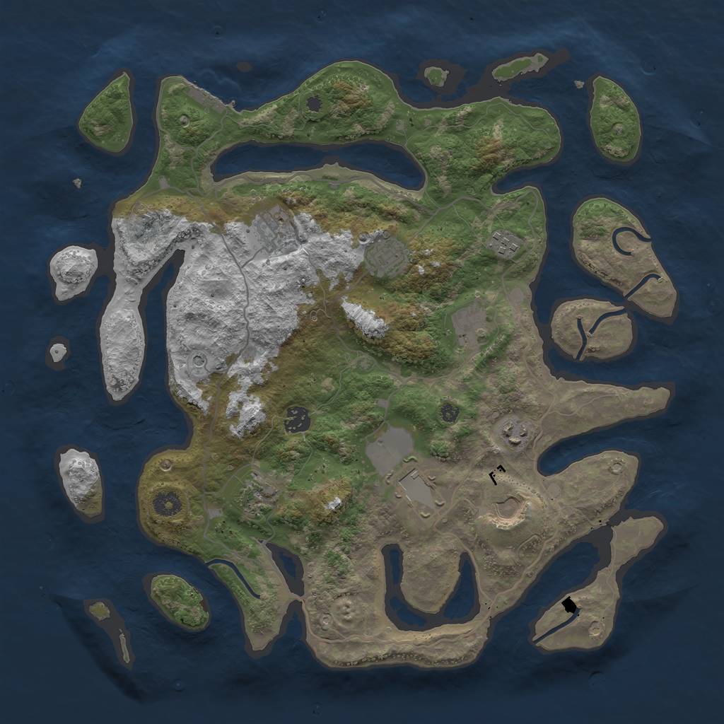 Rust Map: Procedural Map, Size: 4000, Seed: 2000000025, 13 Monuments