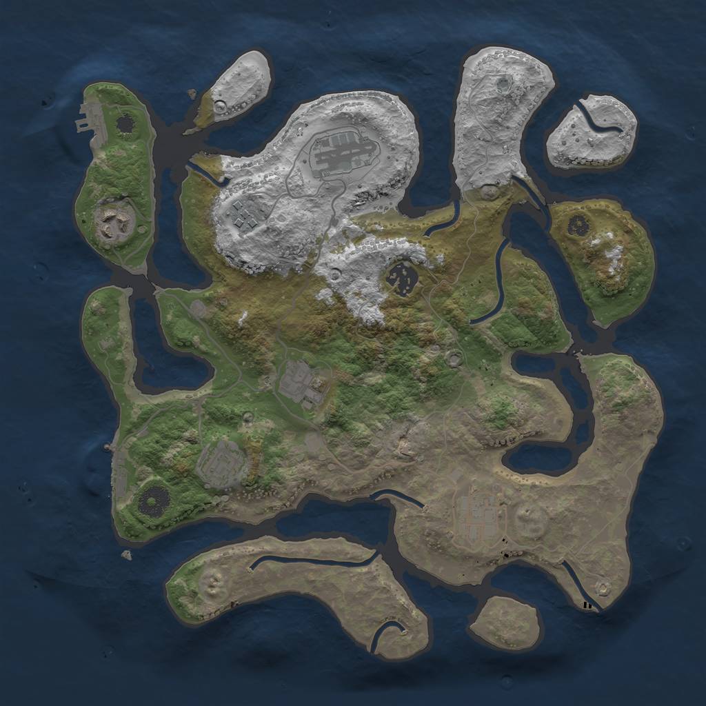 Rust Map: Procedural Map, Size: 3400, Seed: 632720829, 11 Monuments