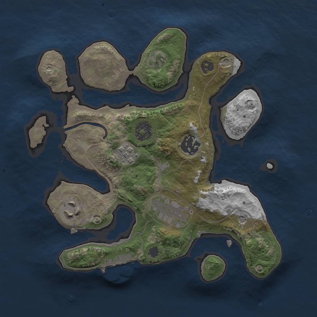 Rust Map: Procedural Map, Size: 2500, Seed: 1136741469, 8 Monuments