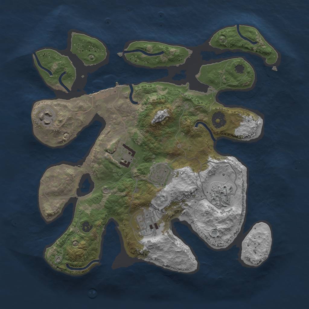 Rust Map: Procedural Map, Size: 3000, Seed: 9561465, 8 Monuments