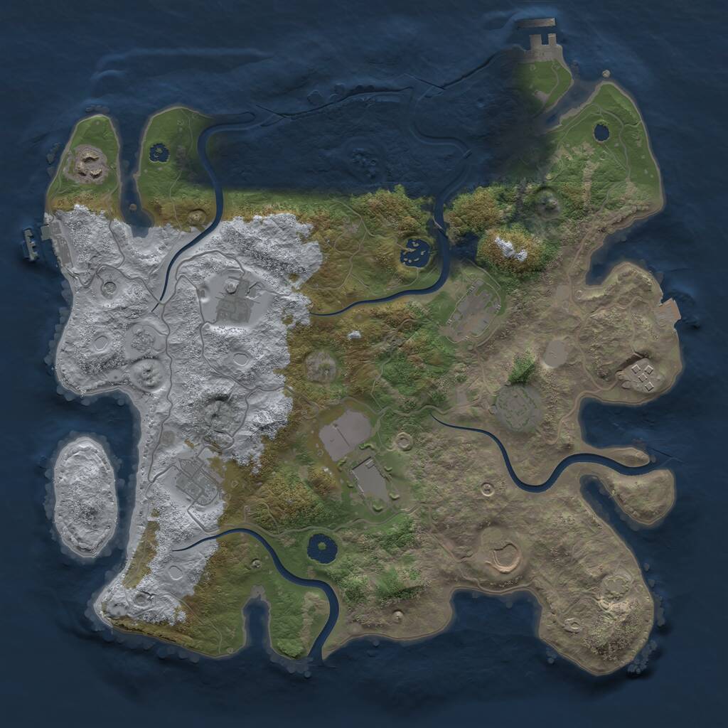 Rust Map: Procedural Map, Size: 3700, Seed: 1814513869, 15 Monuments