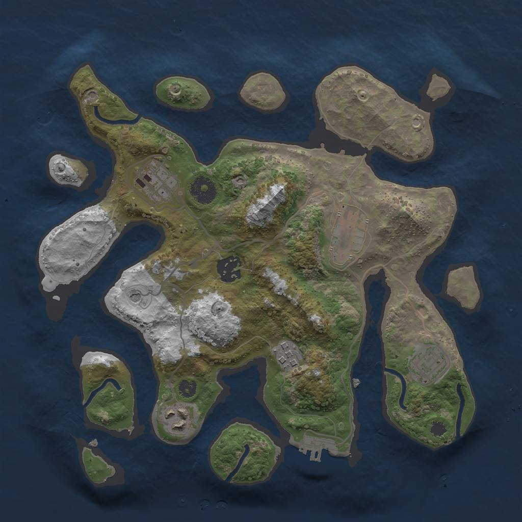 Rust Map: Procedural Map, Size: 3000, Seed: 256114784, 10 Monuments