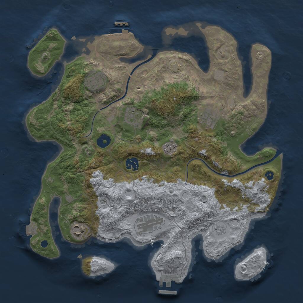 Rust Map: Procedural Map, Size: 3400, Seed: 412, 13 Monuments