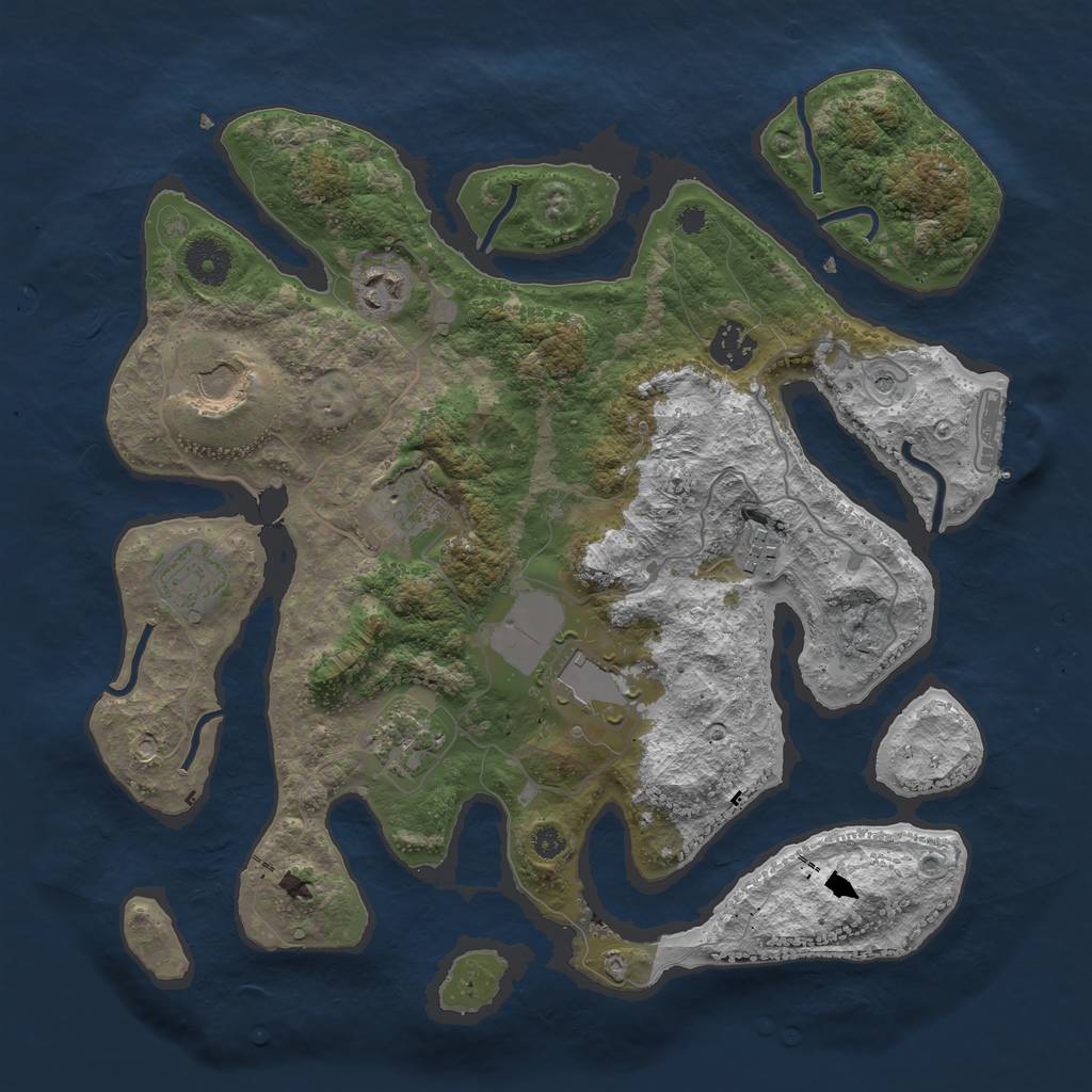 Rust Map: Procedural Map, Size: 3600, Seed: 473741734, 12 Monuments