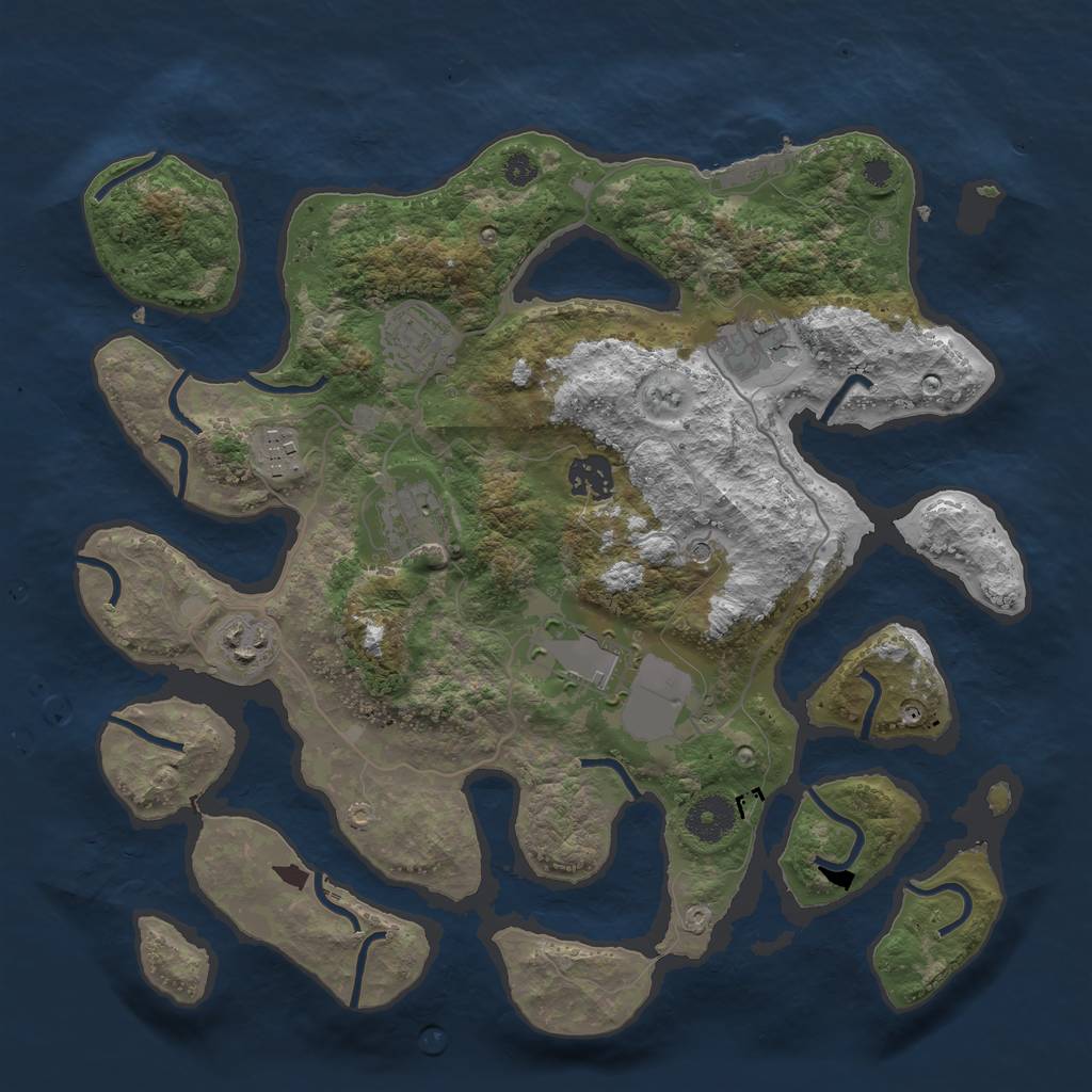 Rust Map: Procedural Map, Size: 3500, Seed: 2147483, 11 Monuments