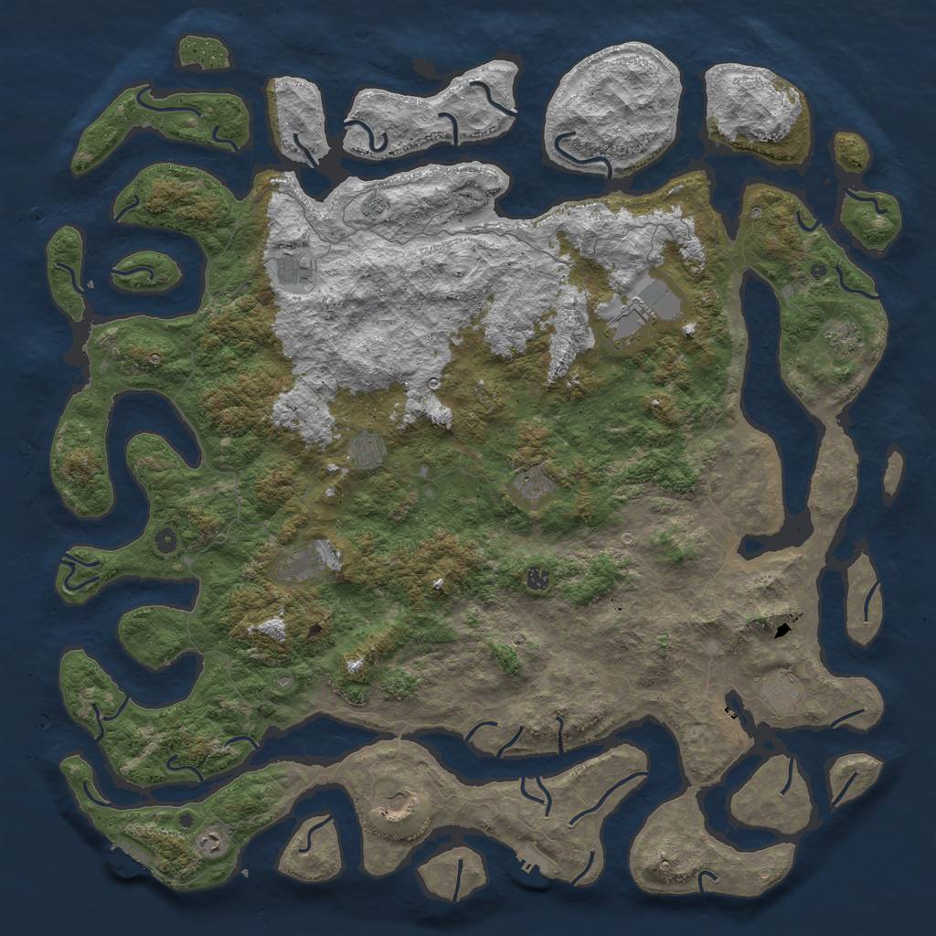 Rust Map: Procedural Map, Size: 6000, Seed: 98452, 16 Monuments