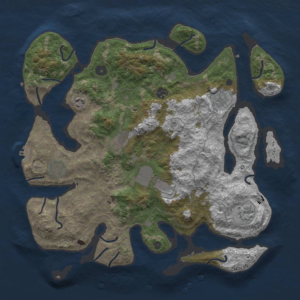 Rust Map: Procedural Map, Size: 4000, Seed: 507411469, 11 Monuments