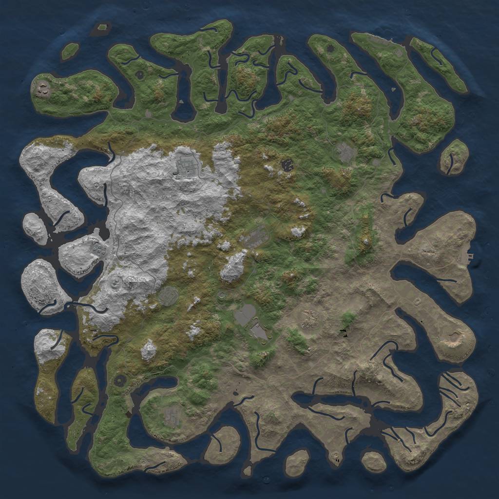 Rust Map: Procedural Map, Size: 6000, Seed: 77655588, 16 Monuments