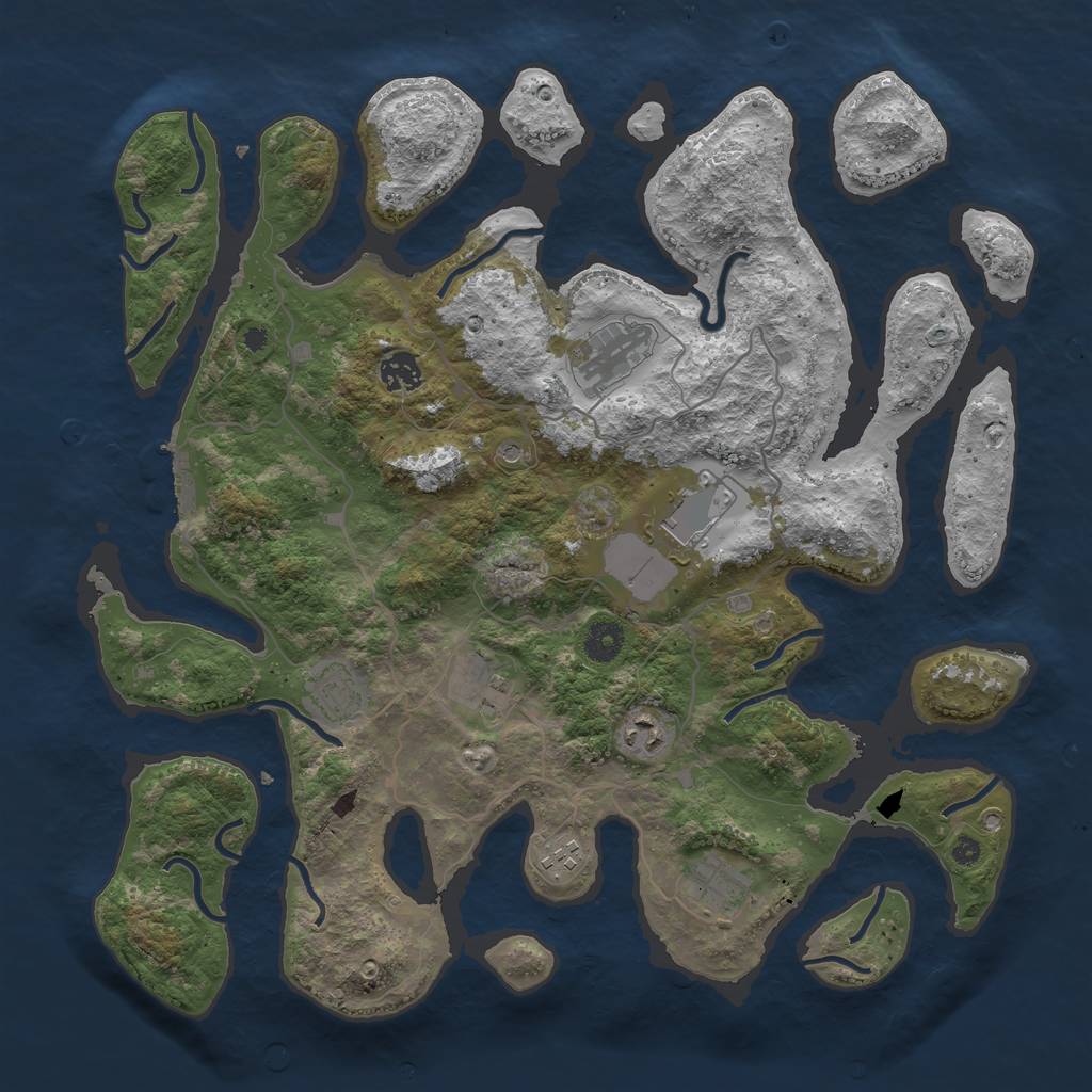 Rust Map: Procedural Map, Size: 4000, Seed: 1287831697, 12 Monuments