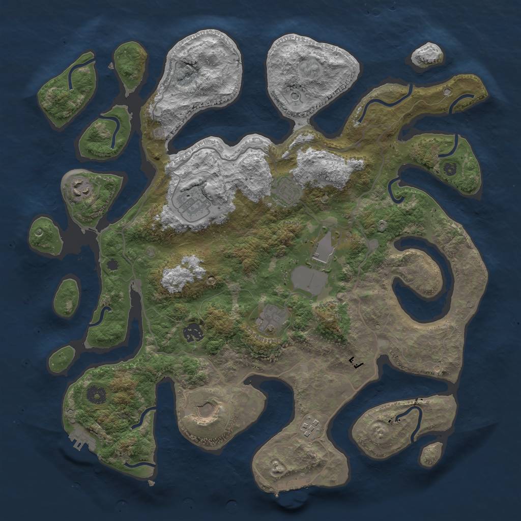 Rust Map: Procedural Map, Size: 4000, Seed: 1476830461, 13 Monuments