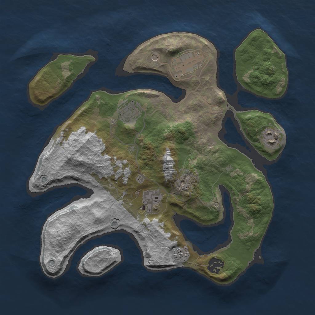 Rust Map: Barren, Size: 3000, Seed: 814529, 9 Monuments