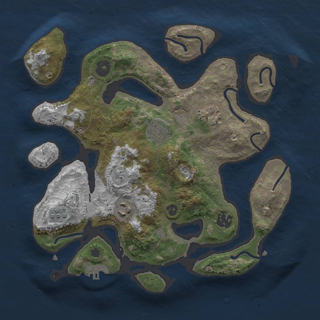 Rust Map: Procedural Map, Size: 3000, Seed: 77201, 9 Monuments