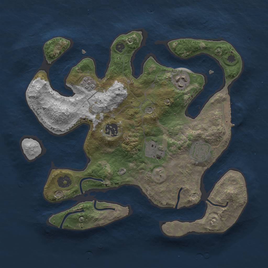 Rust Map: Procedural Map, Size: 3000, Seed: 34745, 9 Monuments