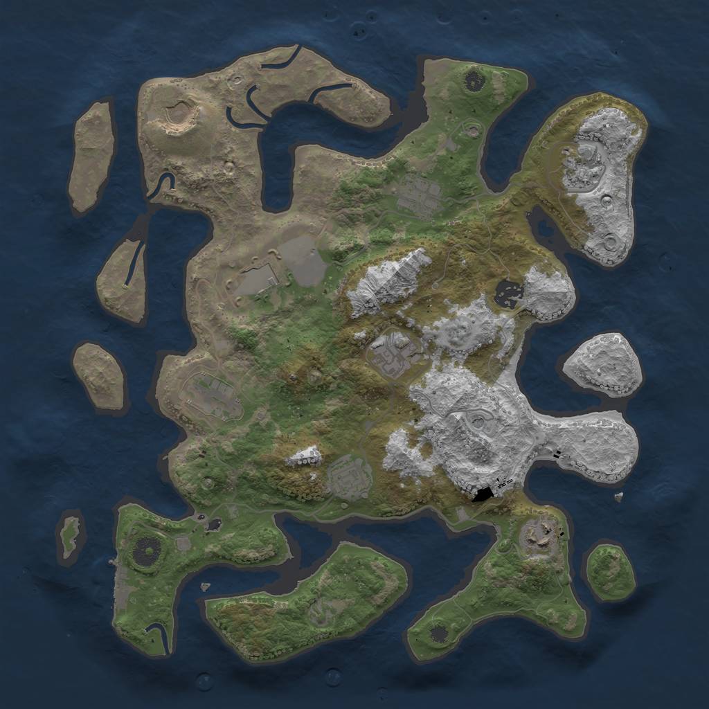 Rust Map: Procedural Map, Size: 3700, Seed: 1254, 13 Monuments