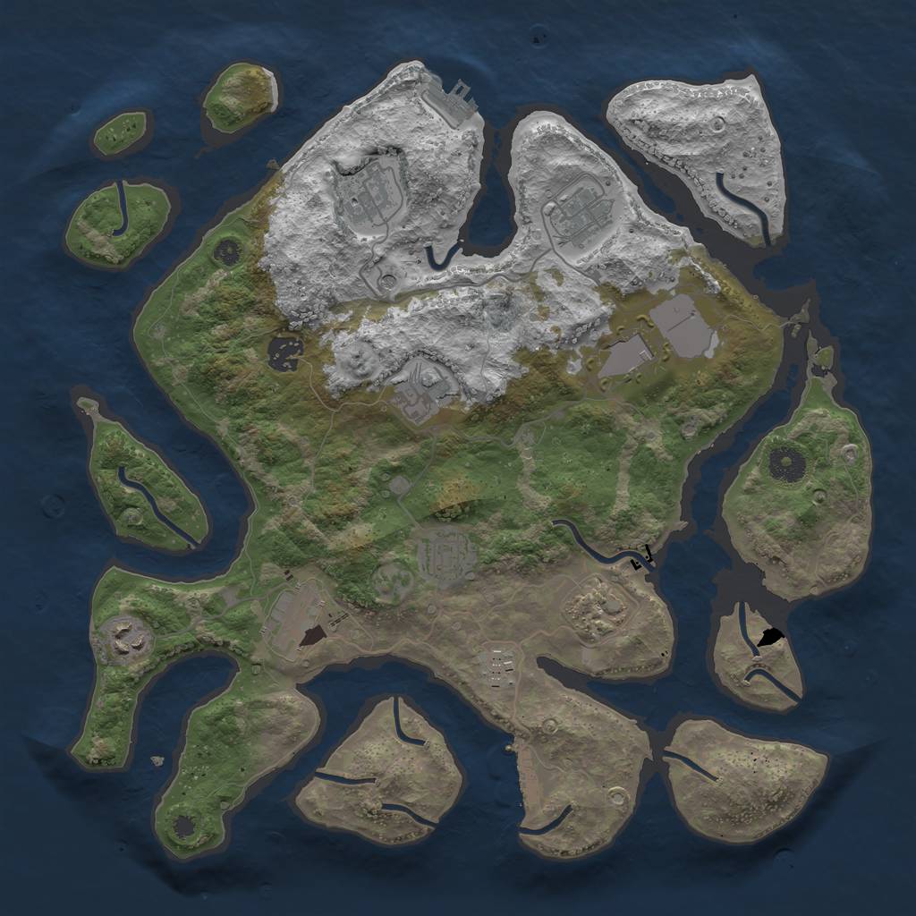 Rust Map: Procedural Map, Size: 3750, Seed: 1945207399, 15 Monuments