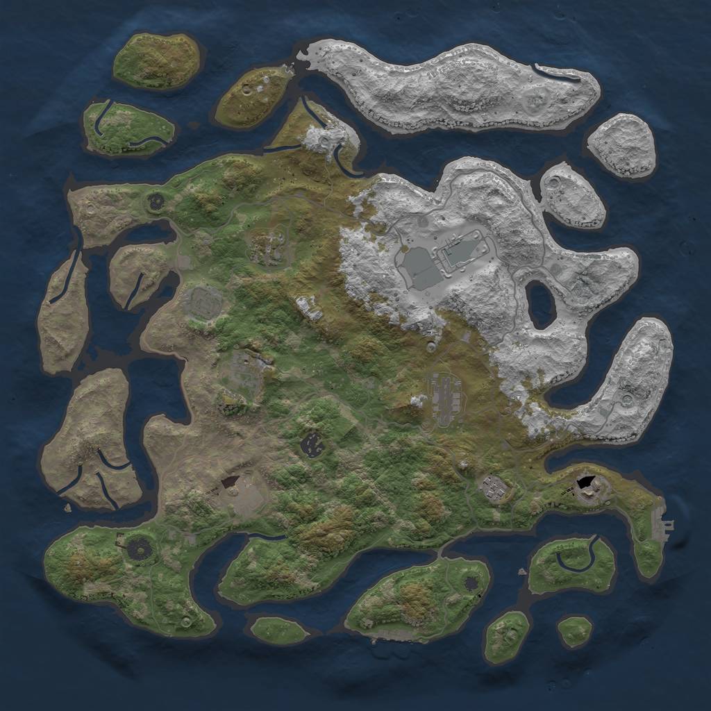Rust Map: Procedural Map, Size: 4456, Seed: 1234567890, 14 Monuments