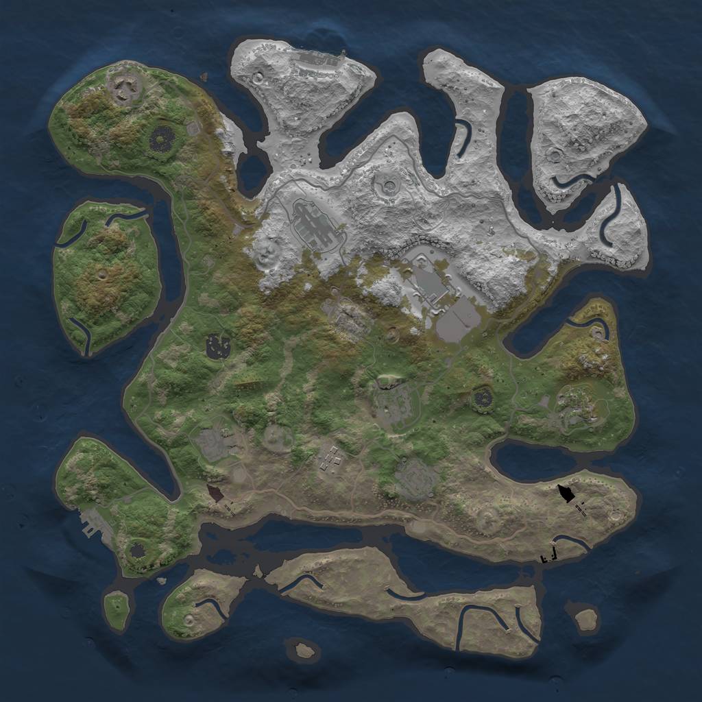 Rust Map: Procedural Map, Size: 4000, Seed: 350000, 14 Monuments