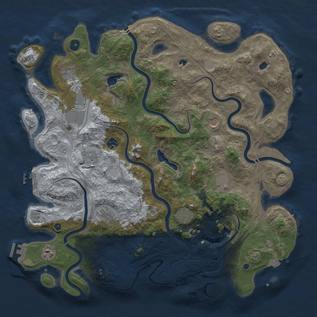 Rust Map: Procedural Map, Size: 4500, Seed: 13823, 16 Monuments