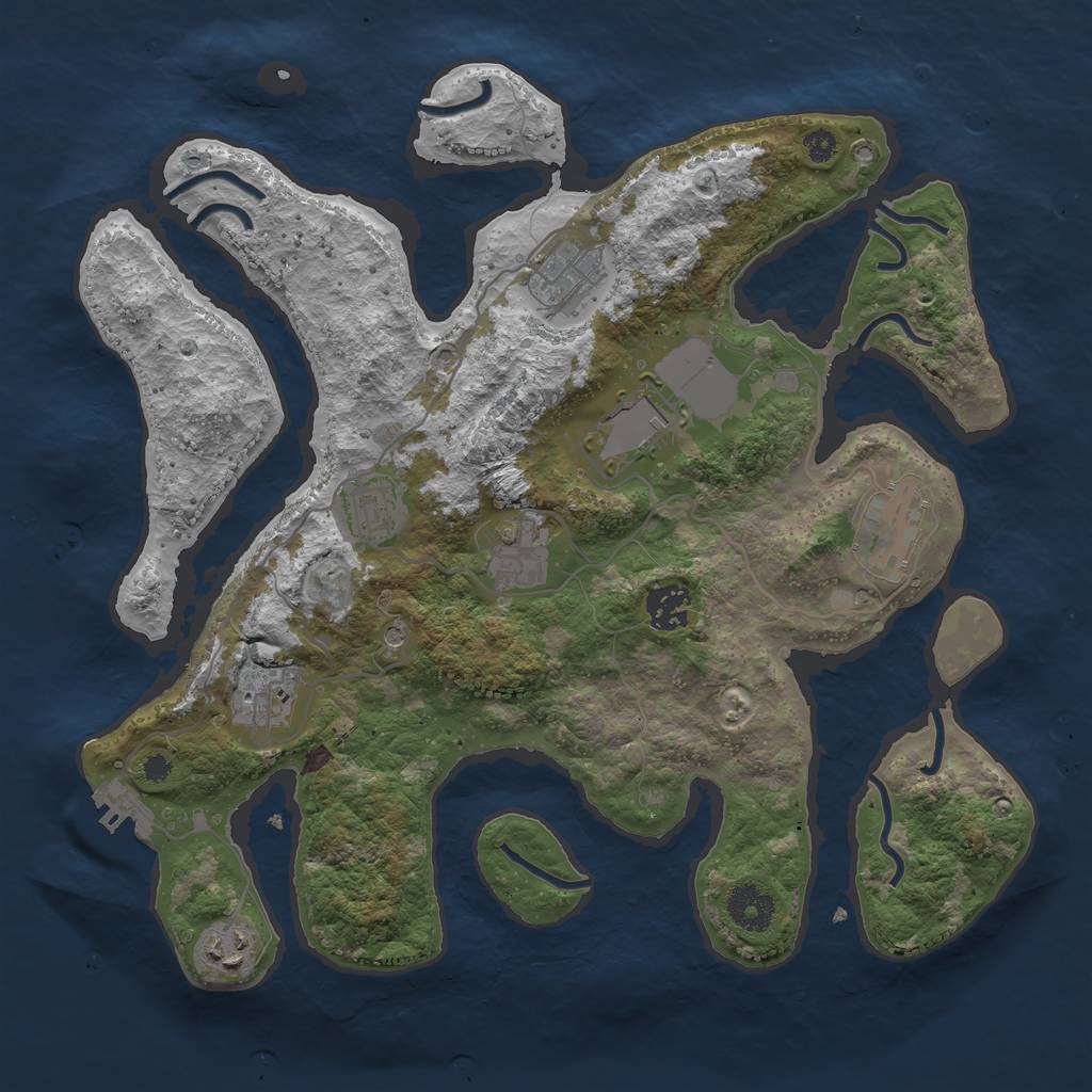 Rust Map: Procedural Map, Size: 3500, Seed: 5457432, 12 Monuments