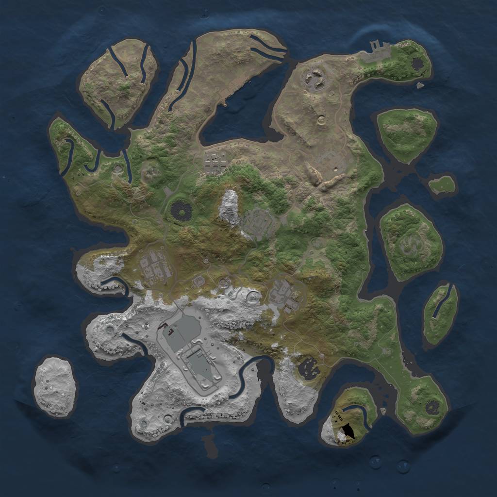 Rust Map: Procedural Map, Size: 3500, Seed: 966081304, 13 Monuments