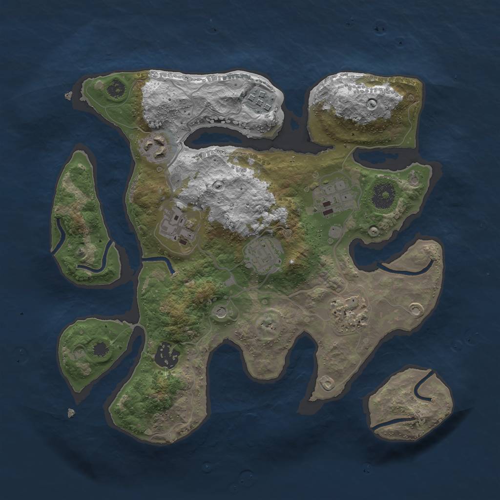 Rust Map: Procedural Map, Size: 3000, Seed: 28021973, 10 Monuments