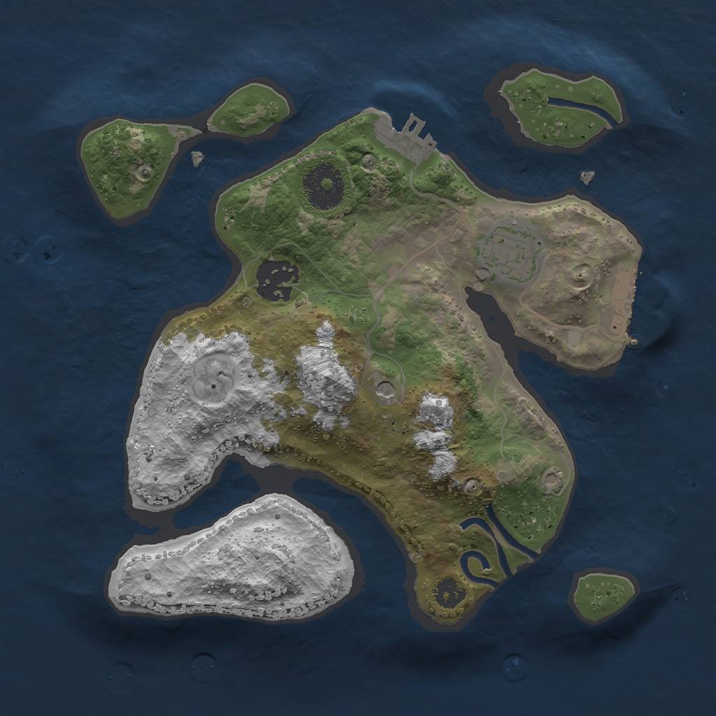 Rust Map: Procedural Map, Size: 2500, Seed: 6666, 7 Monuments