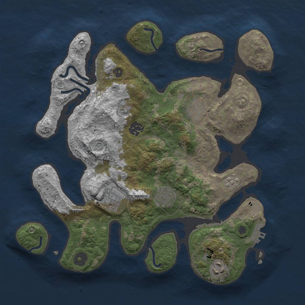 Rust Map: Procedural Map, Size: 3300, Seed: 1925632459, 10 Monuments