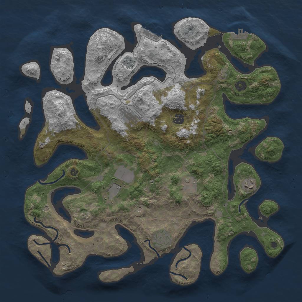 Rust Map: Procedural Map, Size: 4100, Seed: 151345481, 12 Monuments