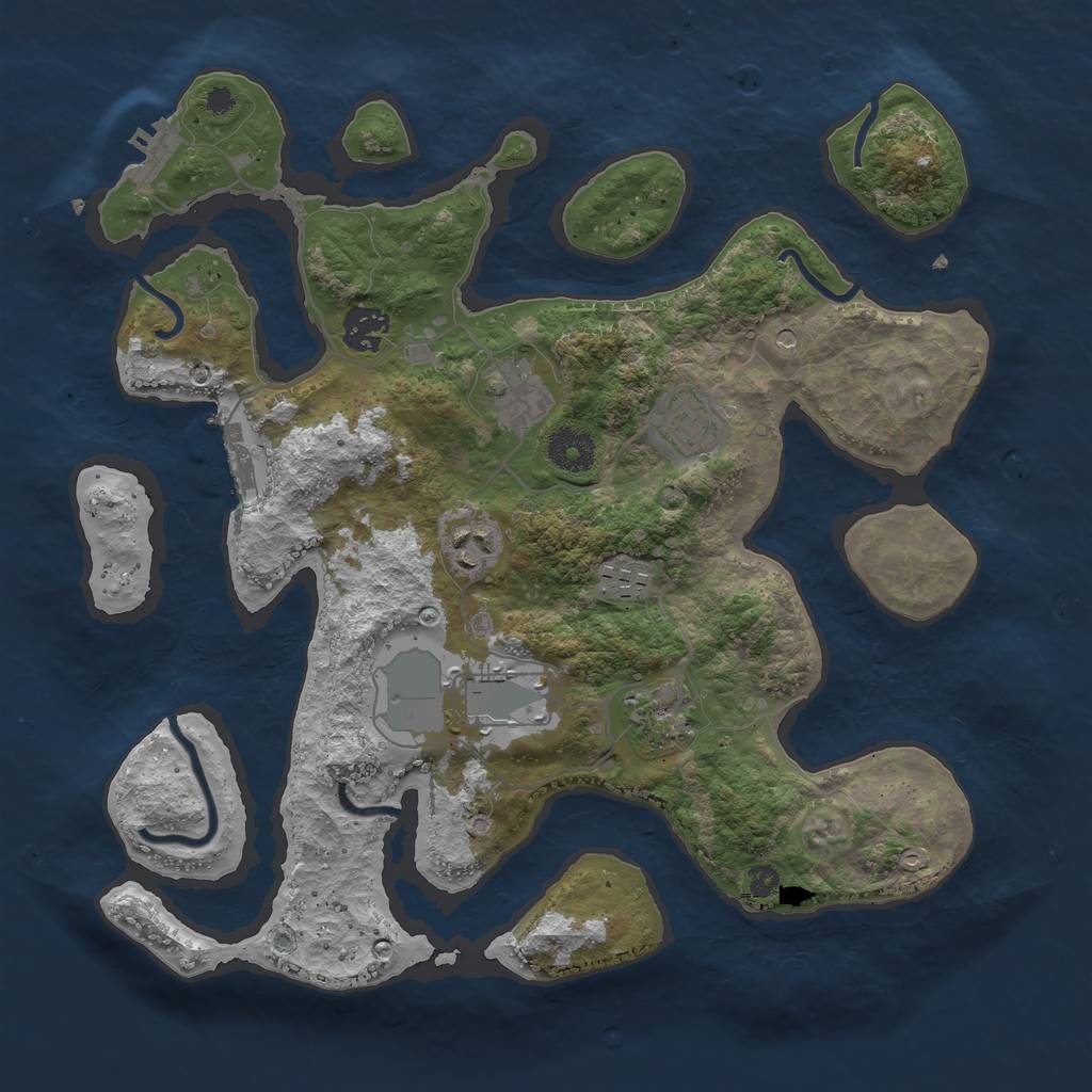 Rust Map: Procedural Map, Size: 3500, Seed: 974563, 12 Monuments