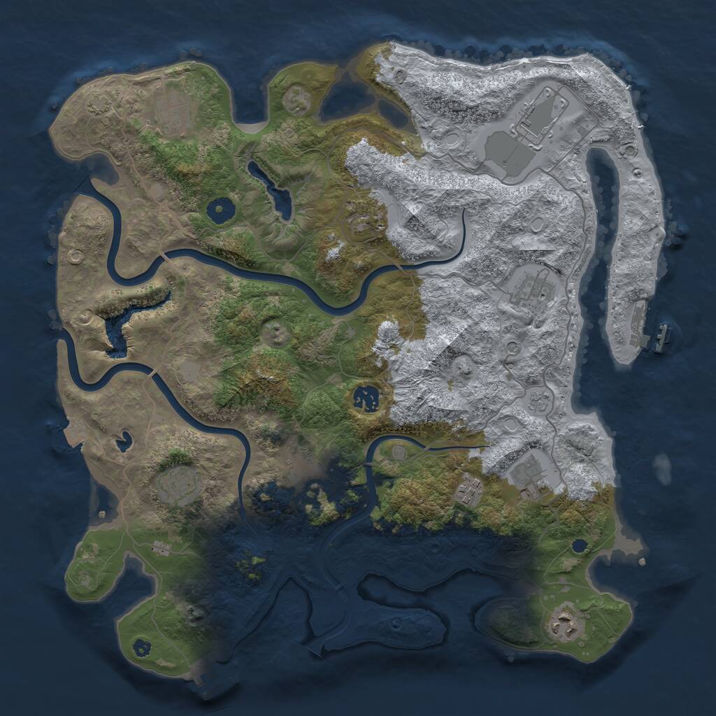 Rust Map: Procedural Map, Size: 4000, Seed: 111103, 16 Monuments