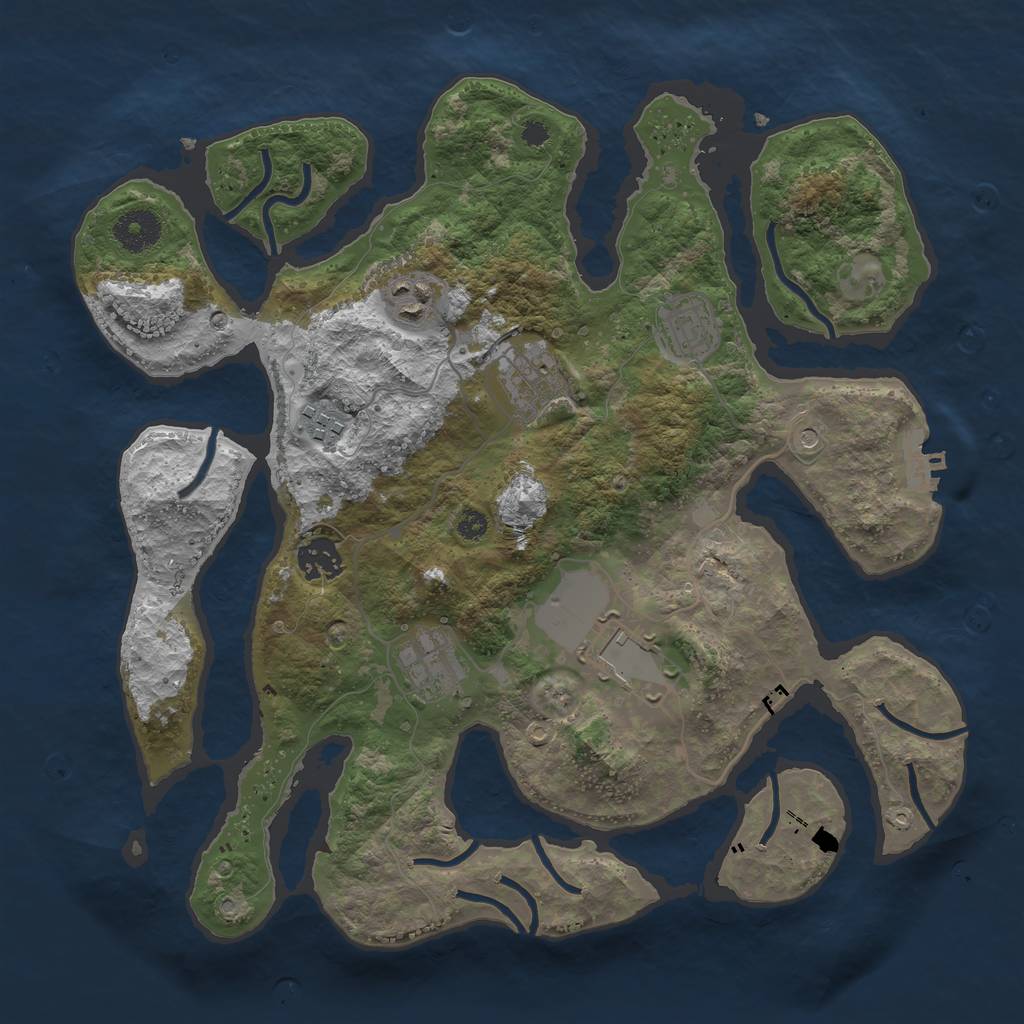 Rust Map: Procedural Map, Size: 3500, Seed: 77655588, 11 Monuments