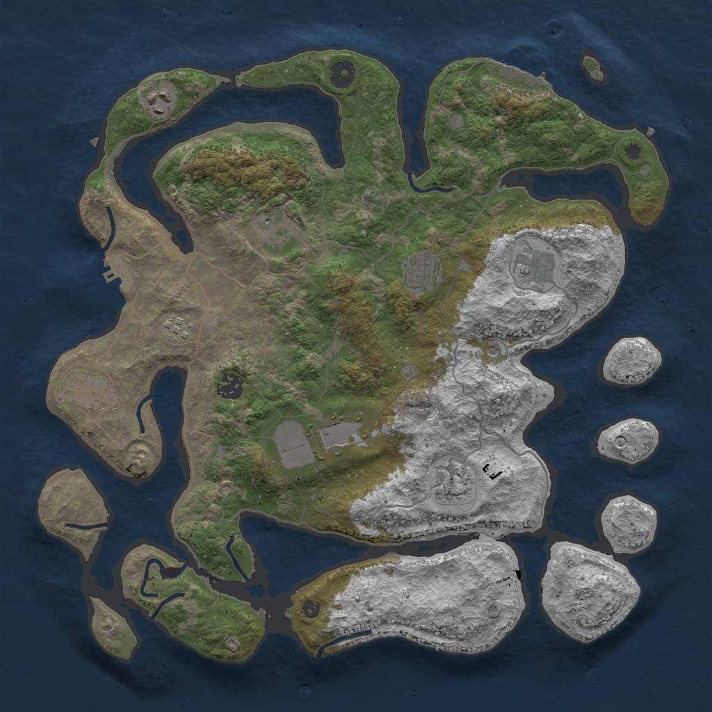 Rust Map: Procedural Map, Size: 4000, Seed: 18374, 14 Monuments