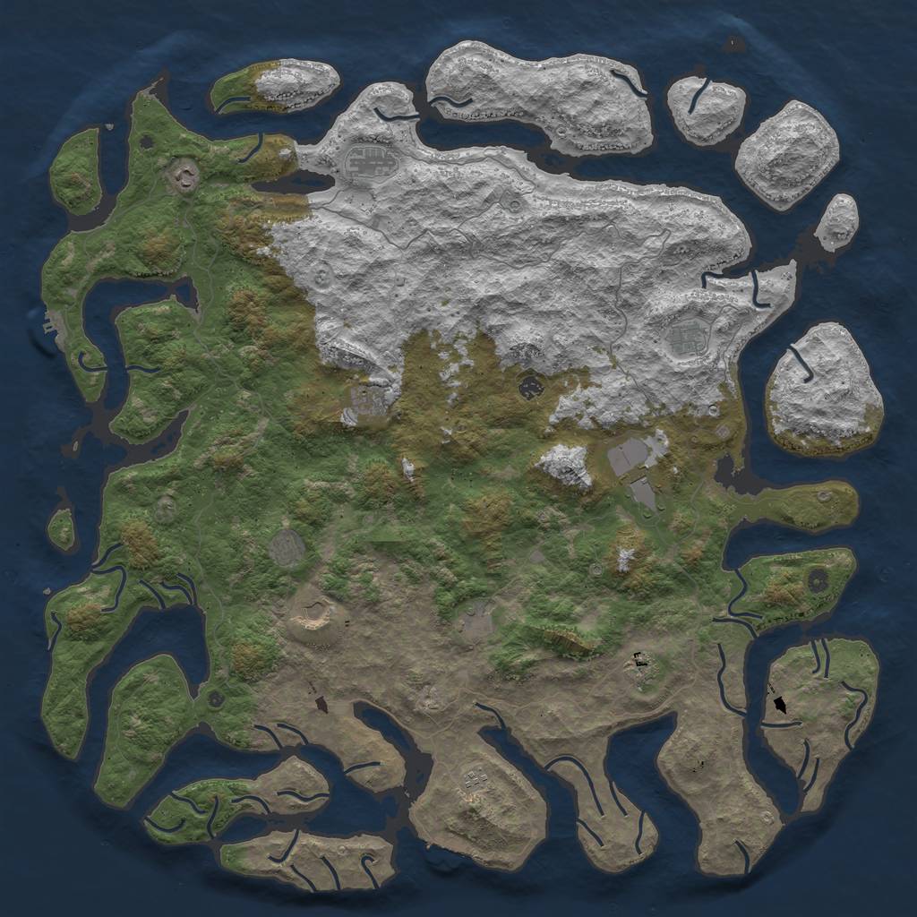 Rust Map: Procedural Map, Size: 6000, Seed: 21141141, 16 Monuments