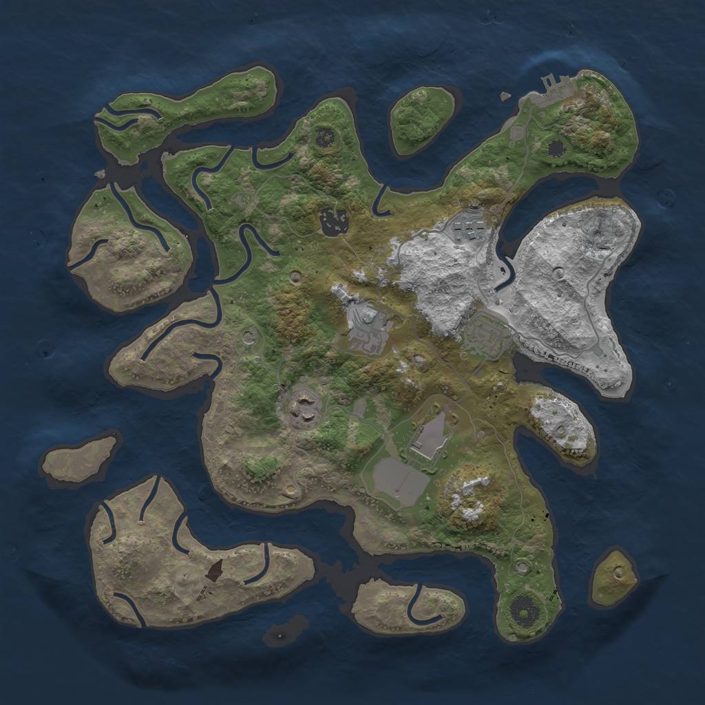 Rust Map: Procedural Map, Size: 3501, Seed: 1337, 10 Monuments