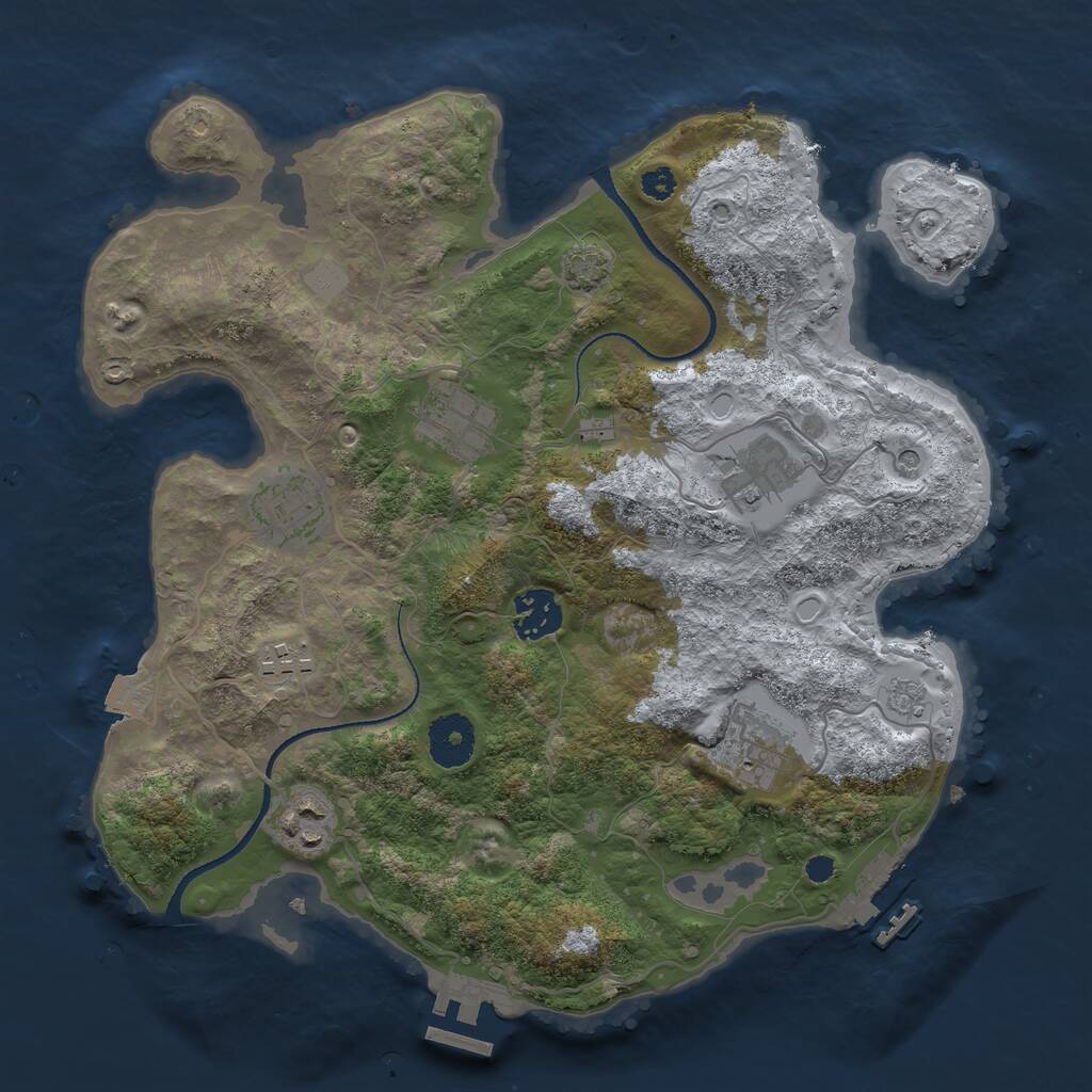 Rust Map: Procedural Map, Size: 3250, Seed: 611323793, 13 Monuments