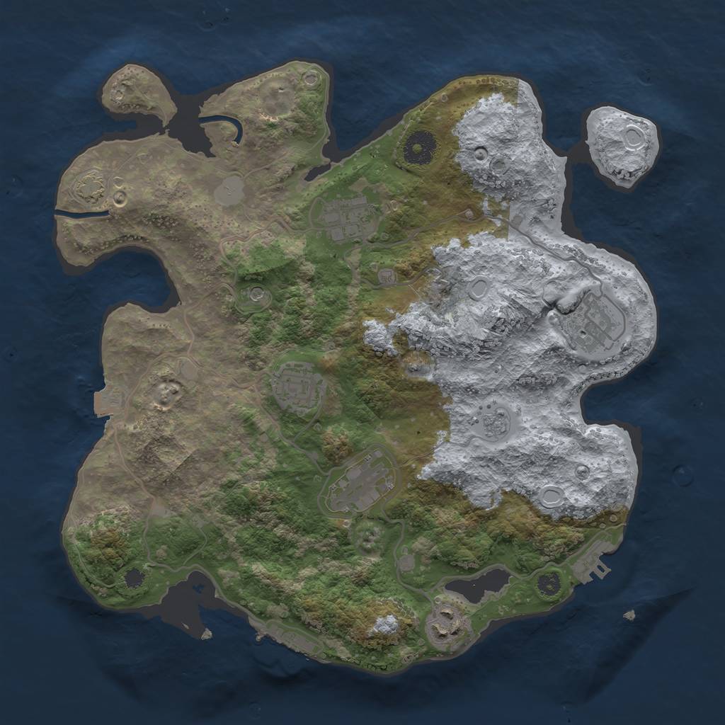 Rust Map: Procedural Map, Size: 3250, Seed: 611323793, 13 Monuments